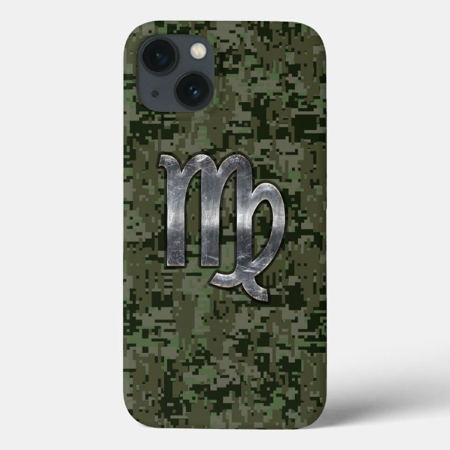 Virgo Zodiac Sign on Olive Digital Camo Case-Mate iPhone Case (Back)
