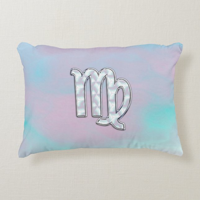 Virgo Zodiac Sign on Pastels Mother of Pearl Accent Pillow (Front)