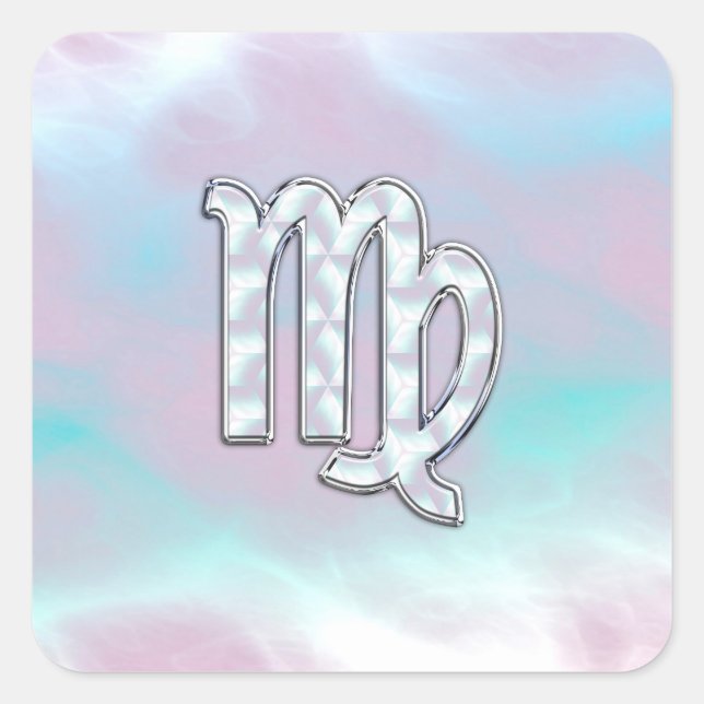 Virgo Zodiac Sign on Pastels Mother of Pearl Square Sticker (Front)