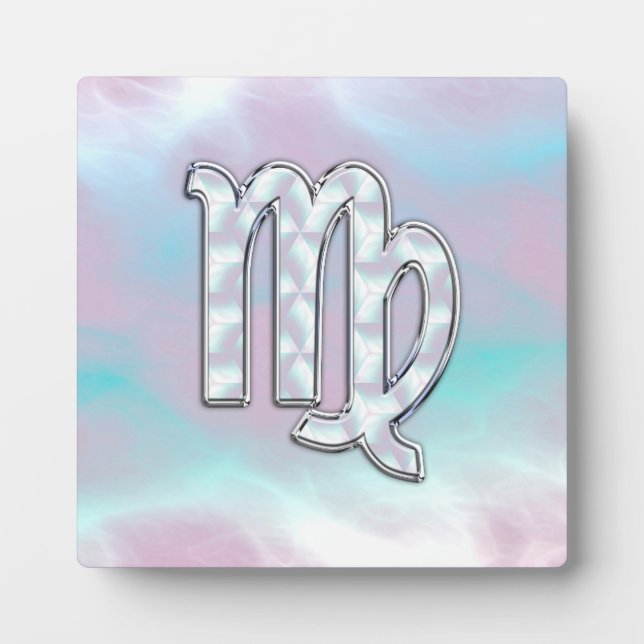 Virgo Zodiac Sign on Pastels Mother of Pearl Style Plaque (Front)