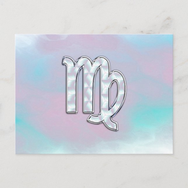Virgo Zodiac Sign on Pastels Mother of Pearl Style Postcard (Front)