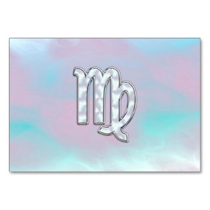 Virgo Zodiac Sign on Pastels Mother of Pearl Table Number
