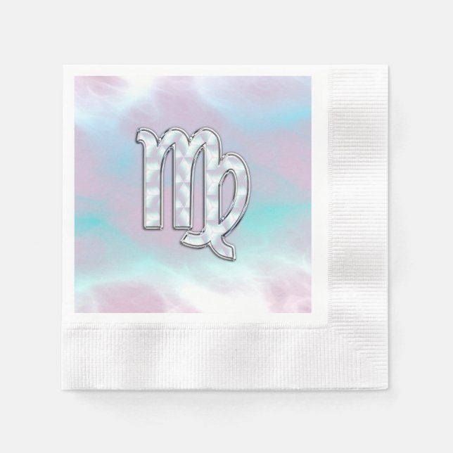 Virgo Zodiac Sign on Pastels Nacre Style Print Napkin (Front)