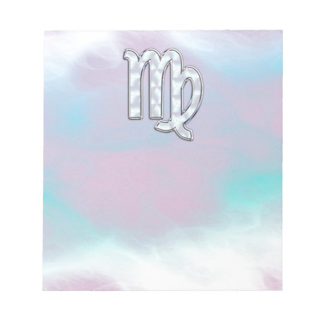 Virgo Zodiac Sign on Pastels Nacre Style Print Notepad (Front)