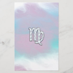 Virgo Zodiac Sign on Pastels Nacre Style Print Stationery