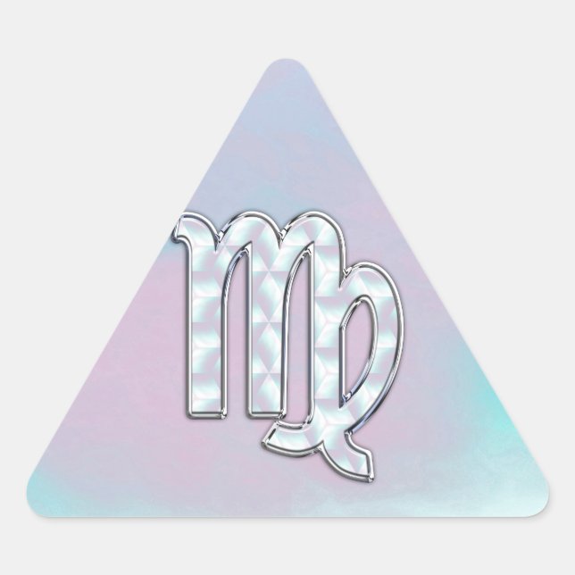 Virgo Zodiac Sign on Pastels Nacre Style Print Triangle Sticker (Front)