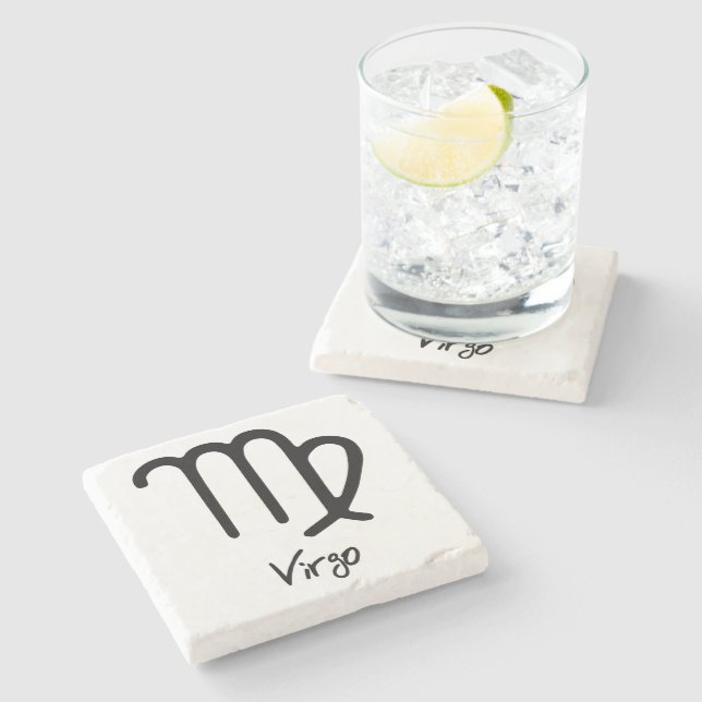 Virgo Zodiac Sign on White Background Stone Coaster (Side)