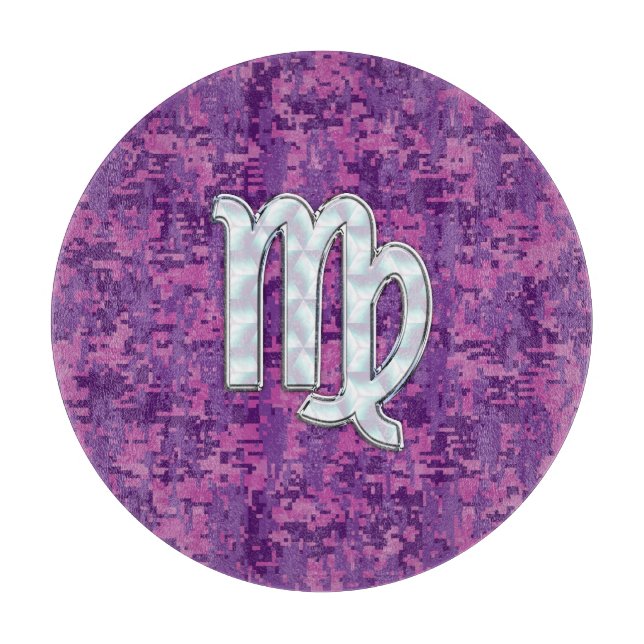 Virgo Zodiac Sign Pink Fuchsia Digital Camouflage Cutting Board (Front)
