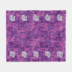 Virgo Zodiac Sign Pink Fuchsia Digital Camouflage Fleece Blanket