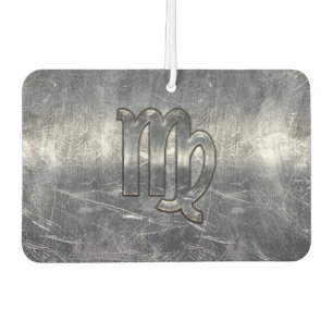 Virgo Zodiac Sign Silver Distressed Style Car Air Freshener