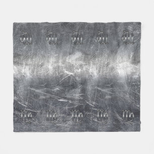 Virgo Zodiac Sign Silver Distressed Style Fleece Blanket