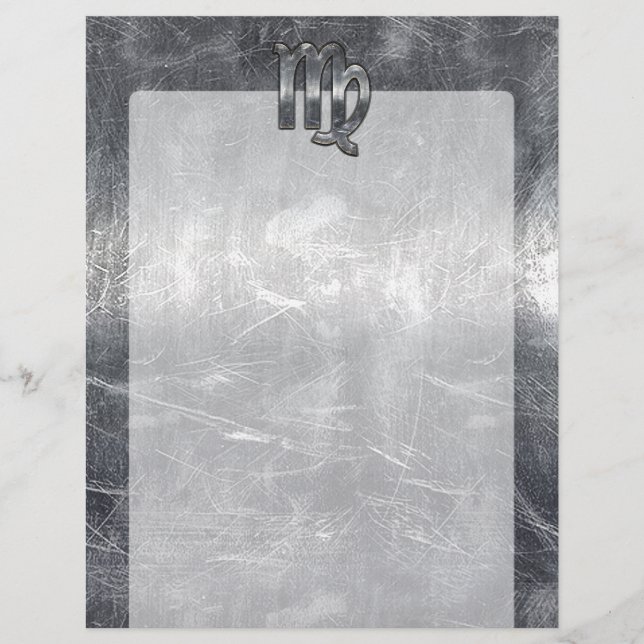 Virgo Zodiac Sign Silver Grunge Distressed Style (Front)