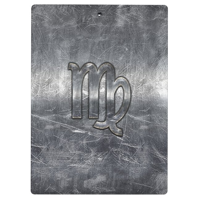 Virgo Zodiac Sign Silver Grunge Distressed Style Clipboard (Back)