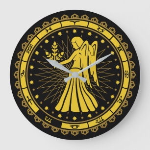 Virgo - Zodiac Sign - Symbol - Horoscope Large Clock