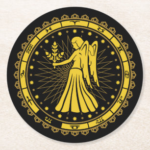 Virgo - Zodiac Sign - Symbol - Horoscope Round Paper Coaster