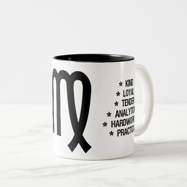 Virgo Zodiac Sign ("the disappointed goddess") Two-Tone Coffee Mug (Front Right)