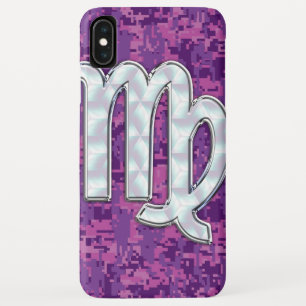 Virgo Zodiac Sign Vibrant Fuchsia Digital Camo iPhone XS Max Case