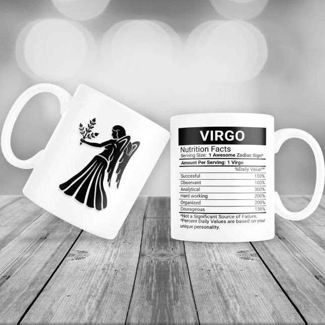 Virgo Zodiac Sign with Nutrition Facts, Large Coffee Mug (Creator Uploaded)