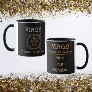 Virgo Zodiac Sign with Symbol and Traits Mug