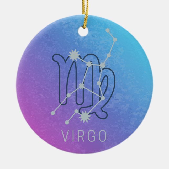 Virgo Zodiac Star Sign Horoscope Constellation Ceramic Ornament (Front)