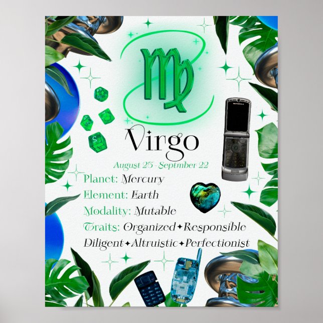 Virgo Zodiac Star Sign Y2K White 4:5 Poster (Front)
