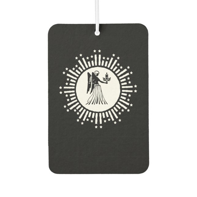 Virgo Zodiac Symbol with Stars & Radiant Sunburst Air Freshener (Front)
