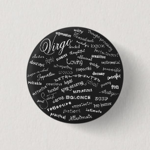 Virgo Zodiac Traits Star Constellation Text 1 Inch Round Button
