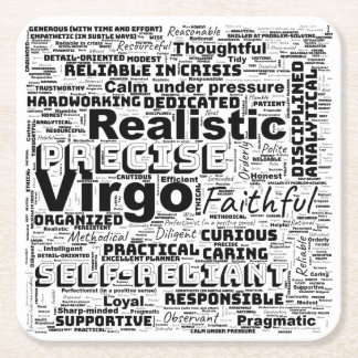 Virgo Zodiac Word Cloud Inspiration  Square Paper Coaster