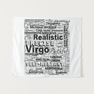 Virgo Zodiac Word Cloud Inspiration Tapestry