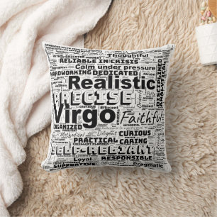 Virgo Zodiac Word Cloud Inspiration Throw Pillow