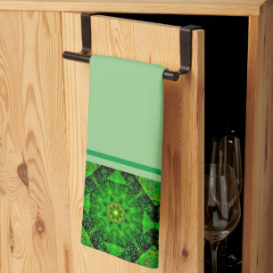 Viridescent Green Kaleidoscope, Kitchen Towel