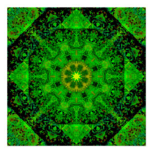 Viridescent Green Kaleidoscope,  Poster