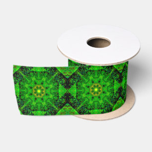 Viridescent Green Kaleidoscope, Satin Ribbon