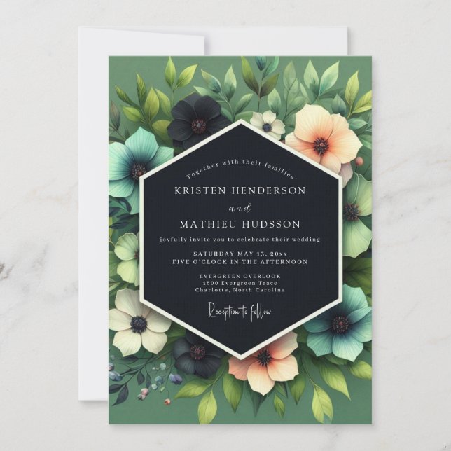 Viridian Peach Moody Wedding Invitation (Front)