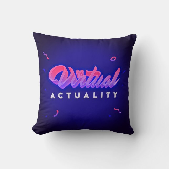 Virtual Actuality Vaporwave Retro 80s Style Throw Pillow (Front)