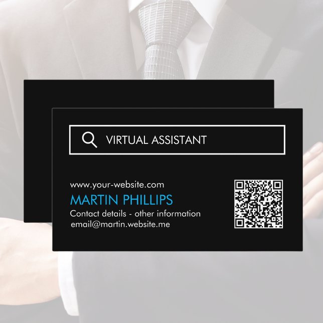 Virtual Assistant Business Cards with QR Code (Creator Uploaded)