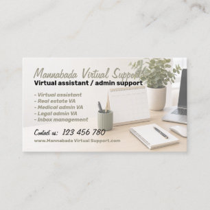 Virtual Assistant Services Business Card