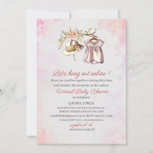 Virtual Baby girl cloths watercolor BabyInvitation Invitation