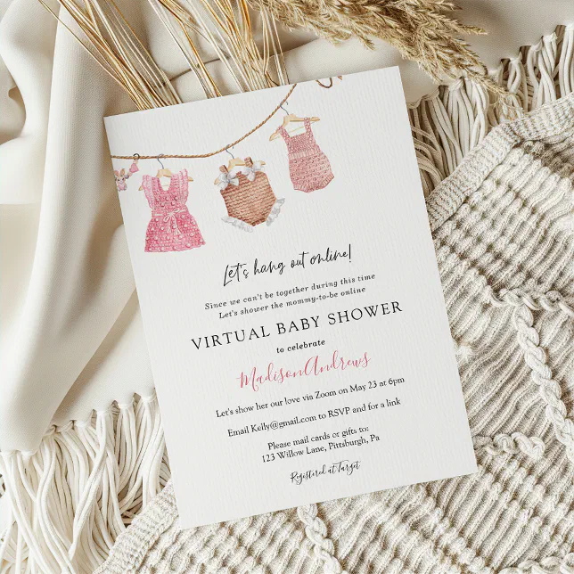 Virtual Baby Girl Shower Invitation Zazzle