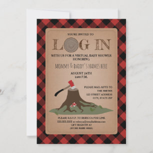 Virtual Baby Shower By Mail Log In Lumberjack Invitation