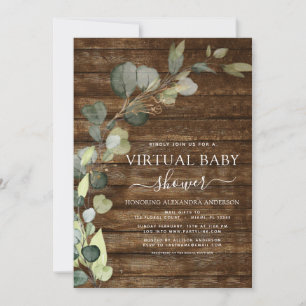 Virtual Baby Shower Greenery Eucalyptus Succulent Invitation