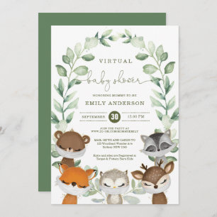 Virtual Baby Shower Quarantine Woodland Animals Invitation