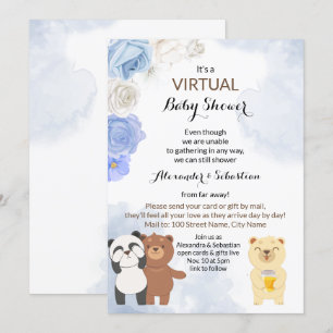 Virtual Baby Shower Teddy Bears Invitation