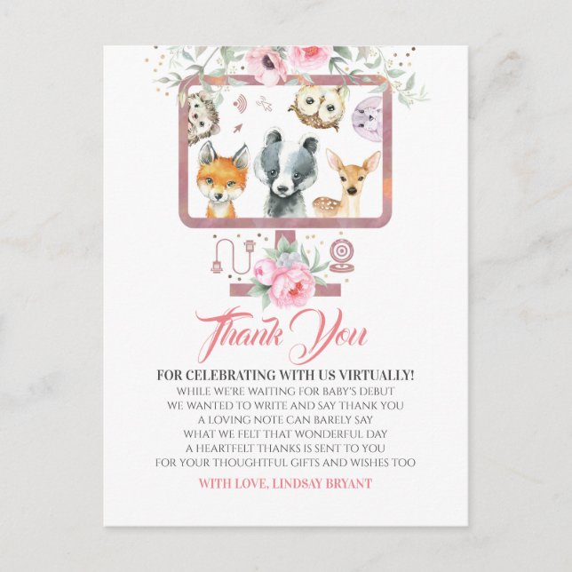 Virtual Baby Shower Thank You Postcard (Front)