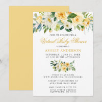 Virtual Baby Shower Watercolor Yellow Floral