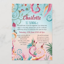 Virtual birthday, floral colourful whimsical house