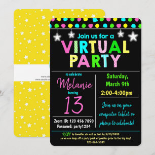 Virtual Birthday Party Design Invitation