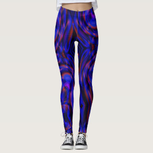 Virtual blue curved checkers in floating illusion  leggings