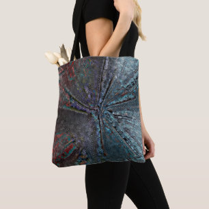 Virtual blue mould and rust on holey crooked mosai tote bag
