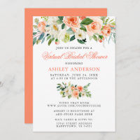 Virtual Bridal Shower Watercolor Coral Floral